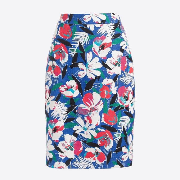 J.CREW Floral Basketweave Floral Pencil Skirt